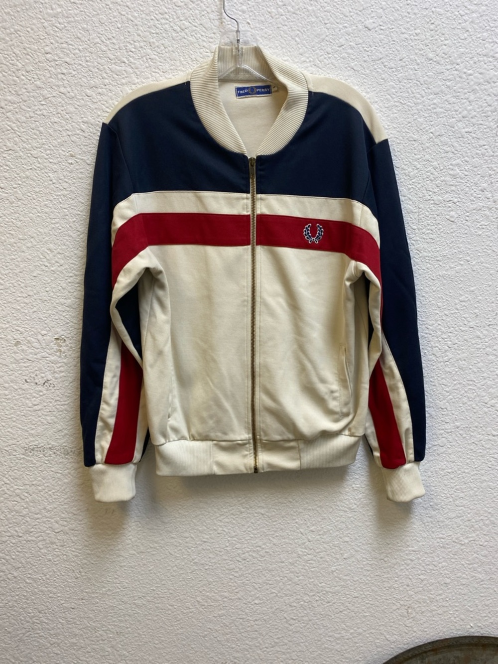 Fred Perry Cream, Navy & Red Zip Track Jacket